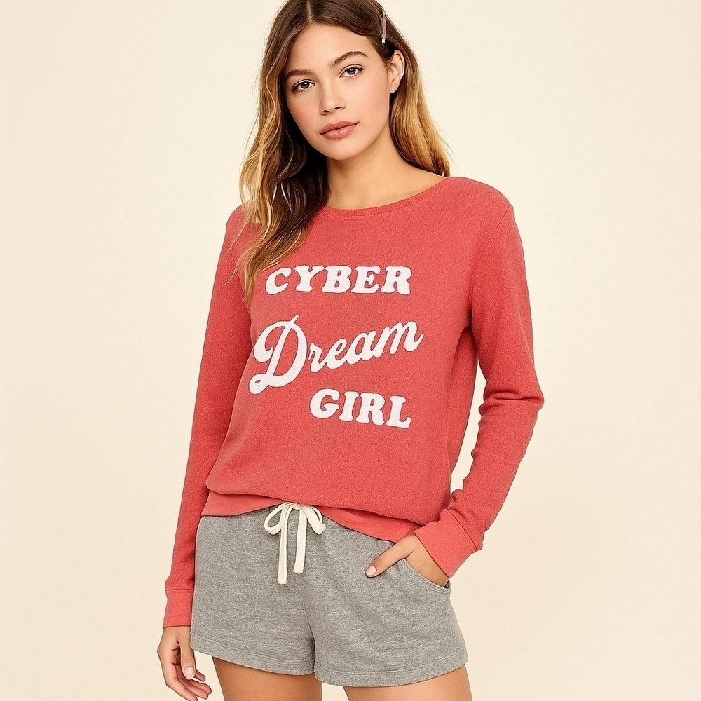 Wildfox "Cyber Dream Girl" Pullover Sweatshirt – Size XS – Pink – VGUC